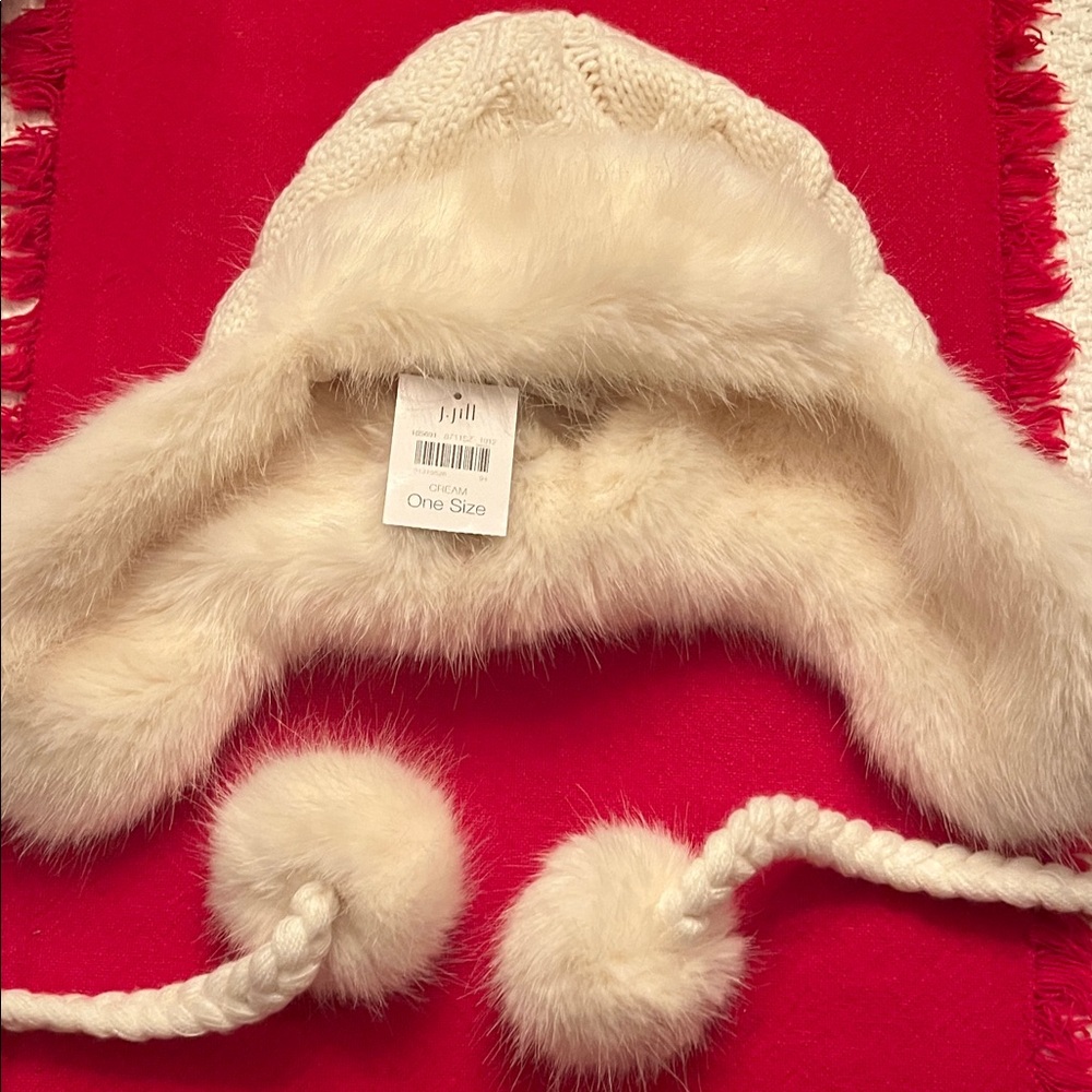 J. Jill Cream Fuzzy Winter Hat